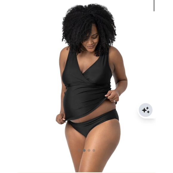 Kindred Bravely crossover nursing black maternity tankini - Picture 1 of 7